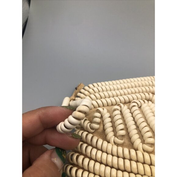 1940s Mid Century Ivory Nude Telephone Phone Cord Crescent Clutch Bag - Picture 9 of 12